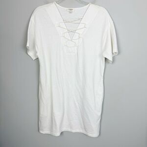 UMGEE | White Short Sleeve Elastic Cross Straps Dress Cover Up Women’s Size S